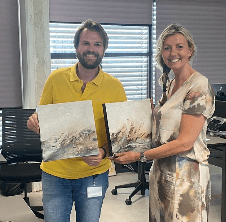 Diptiek van kleine abstracte kunstwerken